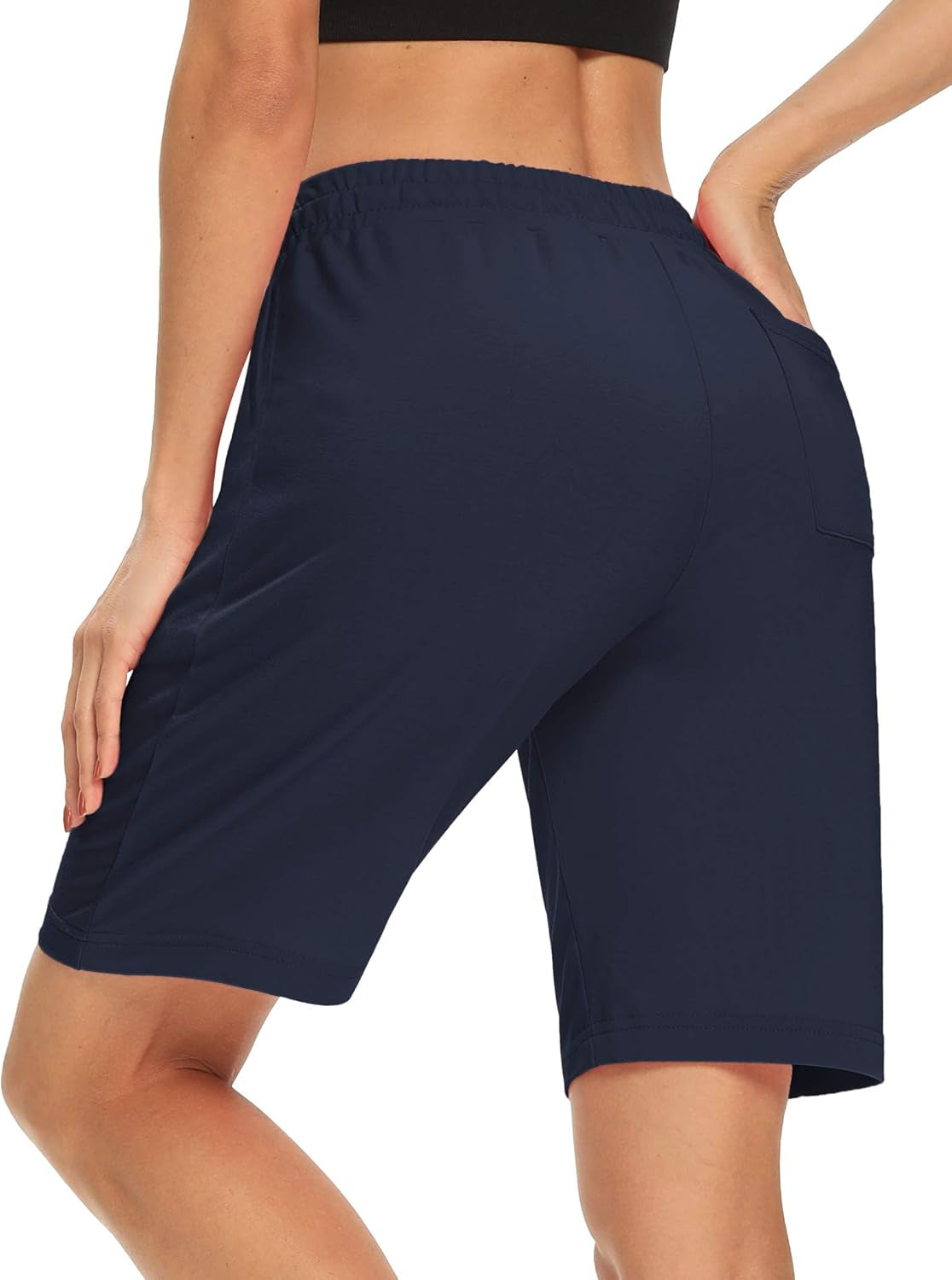 Womens Yoga Shorts Loose Comfy Drawstring Lounge Bermuda Shorts with 3 Pockets